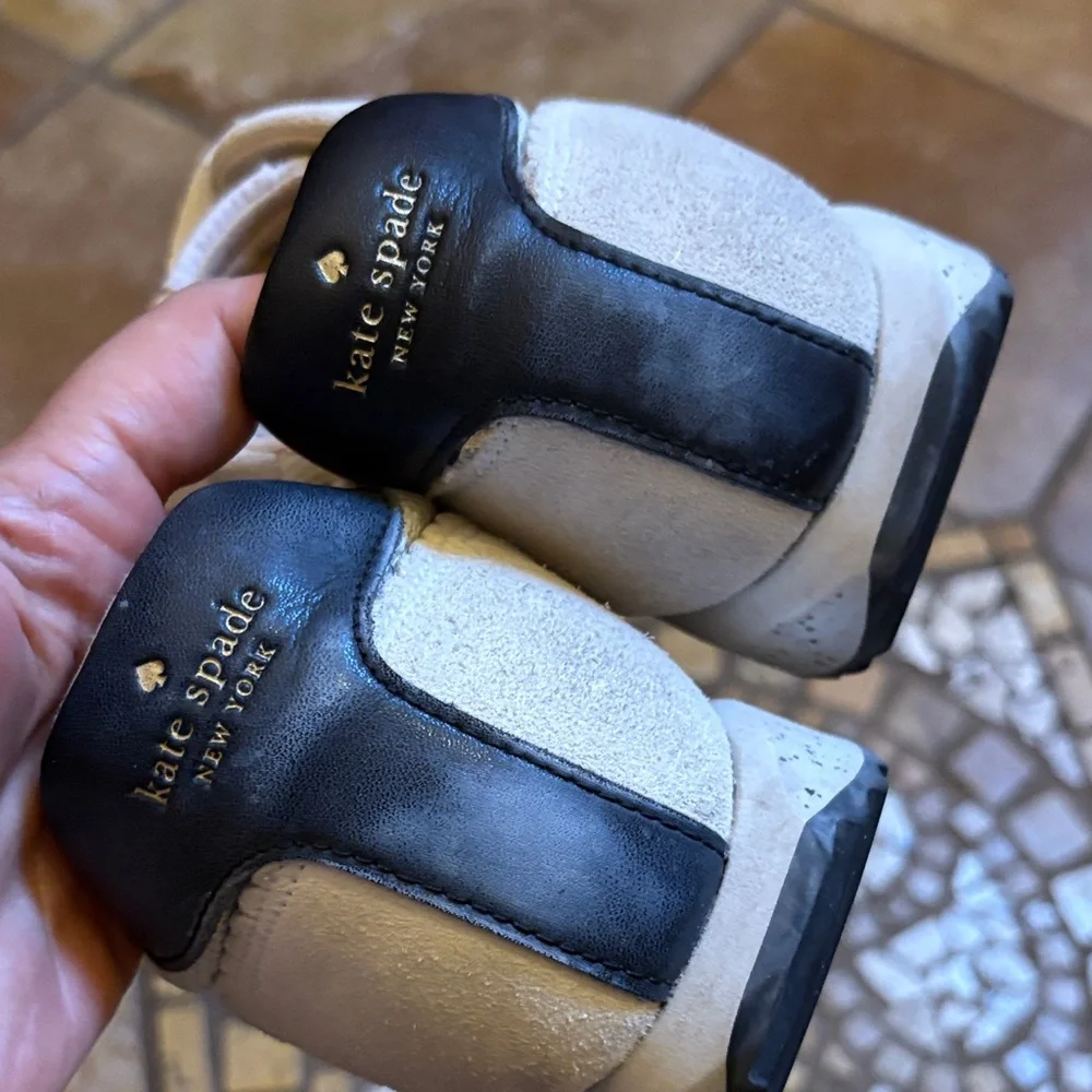 Kate Spade White Suede Sneakers with Black Logo - Picture 4 of 8